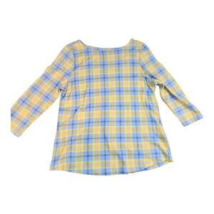 Charter Club sz XL 3/4sleeve blouse Supima cotton yellow blue spring Easter